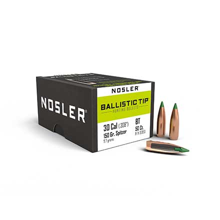 30 Caliber .308 Diameter 150 Grain Spitzer Ballistic Tip Hunting 50 Count