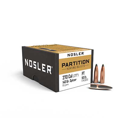 270 Caliber .277 Diameter 140 Grain Spitzer Partition 50 Count