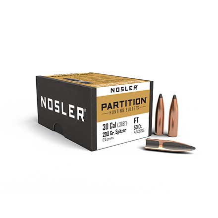 30 Caliber .308 Diameter 200 Grain Spitzer Partition 50 Count