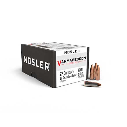 22 Caliber .224 Diameter 62 Grain Flat Base HP Varmageddon 250 Count