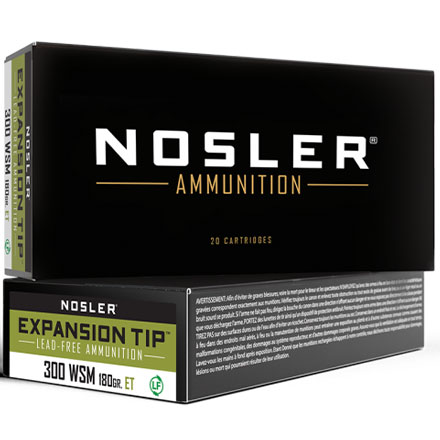 Nosler Expansion Tip 300 Winchester Short Magnum 180 Grain E-Tip 20 Rounds