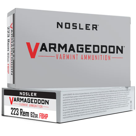 Nosler Varmageddon 223 Remington 62 Grain Flat Base Hollow Point 20 Rounds