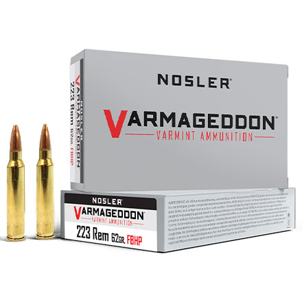 Nosler Varmageddon 223 Remington 62 Grain Flat Base Hollow Point 20 Rounds