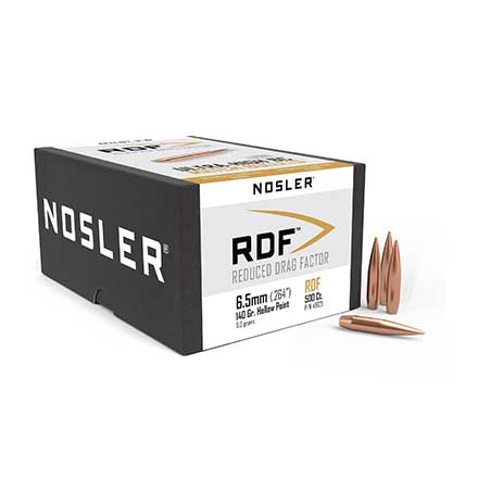 6.5mm .264 Diameter 140 Grain Boat Tail HP RDF Match 500 Count by Nosler