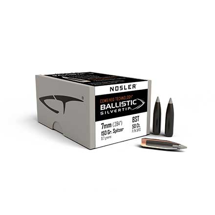 7mm .284 Diameter 150 Grain Spitzer Ballistic Silver Tip Hunting 50 Count