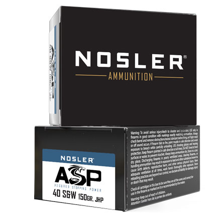Nosler Assured Stopping Power 40 S&W 150 Grain Match Grade Jacketed Hollow Point 20 Rounds