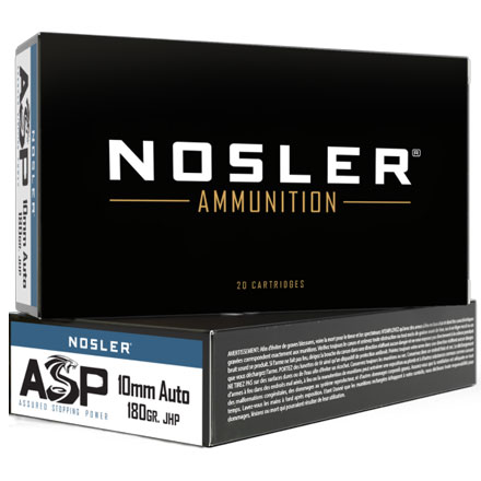 Nosler Assured Stopping Power 10mm 180 Grain Match Grade Jacketed Hollow Point 50 Rounds