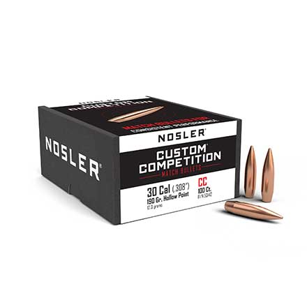 30 Caliber .308 Diameter 190 Grain Boat Tail HP Custom Competition 100 Count