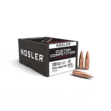 30 Caliber .308 Diameter 175 Grain Boat Tail HP Custom Competition 100 Count