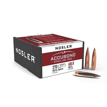 270 Caliber .277 Diameter 165 Grain Spitzer Long Range AccuBond 100 Count