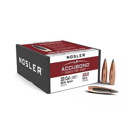 30 Caliber .308 Diameter 168 Grain Spitzer Long Range AccuBond 100 Count