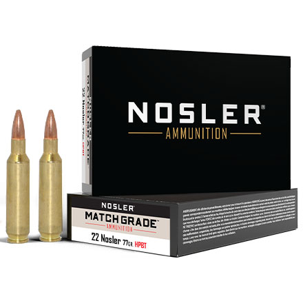 Nosler Match Grade 22 Nosler 77 Grain Custom Competition Hollow Point Boat Tail 20 Rounds