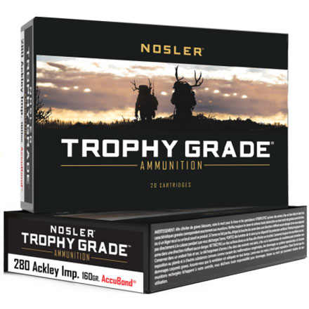 Nosler Trophy Grade 280 Ackley Improved 160 Grain AccuBond 20 Rounds