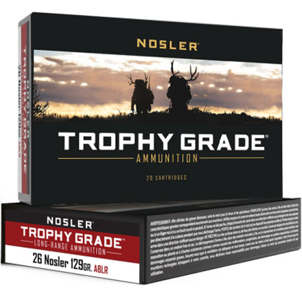 26 Nosler 129 Grain Trophy Grade ABLR 20 Rounds