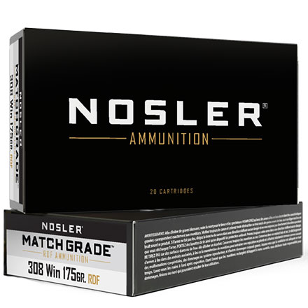 Nosler Match Grade 308 Winchester 175 Grain RDF Hollow Point Boat Tail 20 Rounds