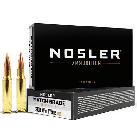 Nosler Match Grade 308 Winchester 175 Grain RDF Hollow Point Boat Tail 20 Rounds