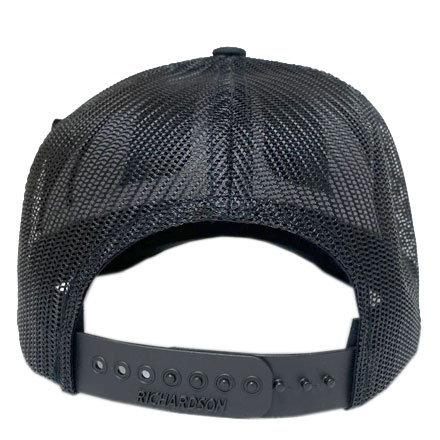 Black Structured Front and Black Mesh Richardson 112 Trucker Cap w/Leather Midsouth Logo