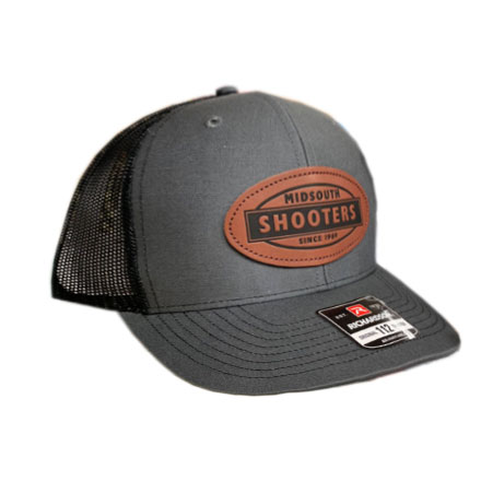 Charcoal Structured Front and Black Mesh Richardson 112 Trucker Cap w/Leather Midsouth Logo