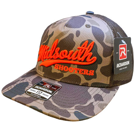 Richardson 112 Bark Classic Camo Front & Brown Mesh Trucker Cap With Midsouth 3D Style
