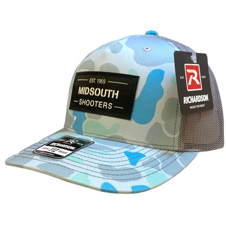 Richardson 112 Saltwater Classic Camo & Charcoal Mesh Trucker Cap With Woven Midsouth Brand