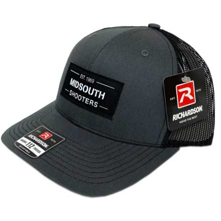 Charcoal Structured Front and Black Mesh Richardson 112 Trucker Cap w/Woven Midsouth Brand