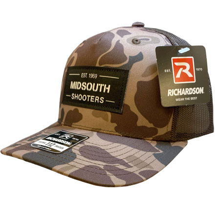 Richardson 112 Bark Classic Camo & Brown Mesh Trucker Cap With Woven Midsouth Brand