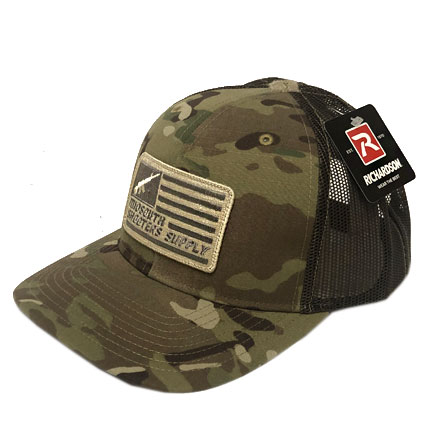 Richardson 862 Multicam Front & Coyote Brown Mesh Trucker Cap With Woven Flag Patch