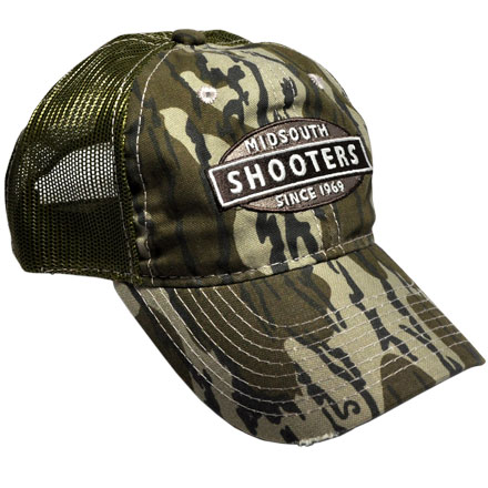 Original Bottomland Camo Midsouth Shooters Hat With Olive Mesh Back (Slightly Distressed)