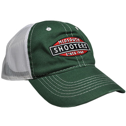Faded Green Midsouth Shooters Frayed Hat With White Mesh Back