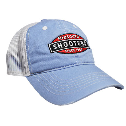 Light Blue Midsouth Shooters Frayed Hat With White Mesh Back