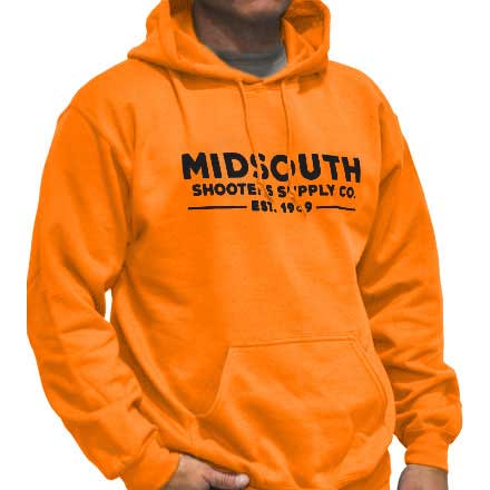 Midsouth Blaze Orange Heavy Cotton Long Sleeve Hoodie Pullover With Midsouth Brand (Large)