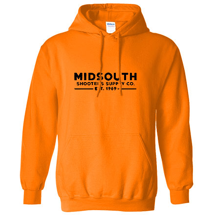 Midsouth Blaze Orange Heavy Cotton Long Sleeve Hoodie Pullover With Midsouth Brand (Small)