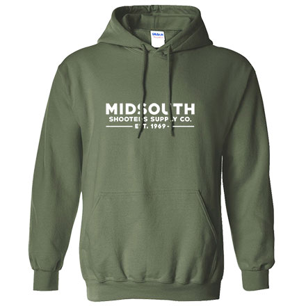 Midsouth Heavy Cotton Long Sleeve Hoodie Pullover With Midsouth Brand Military Green (Large)