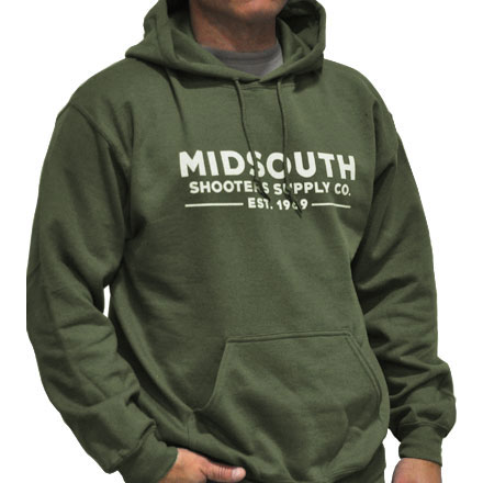 Midsouth Military Green Heavy Cotton Long Sleeve Hoodie Pullover With Midsouth Brand (Medium)