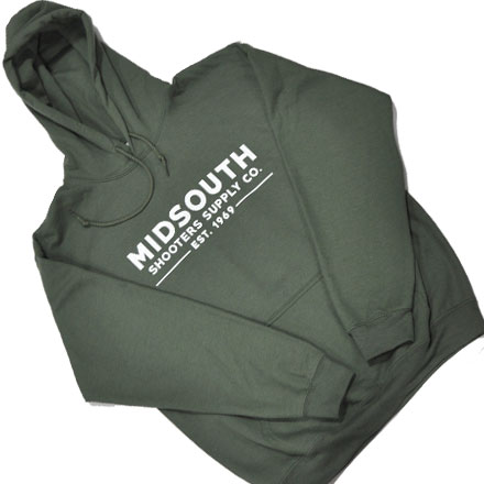 Midsouth Military Green Heavy Cotton Long Sleeve Hoodie Pullover With Midsouth Brand (X-Large)