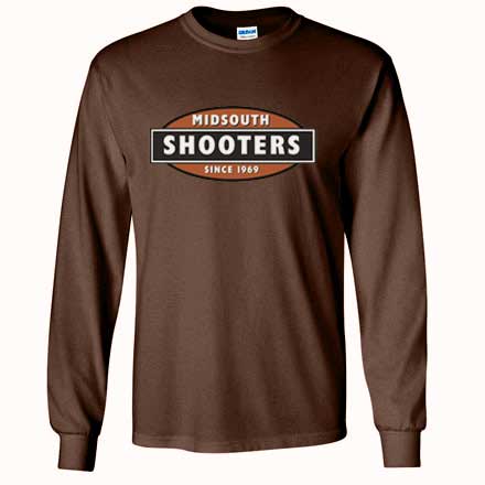 Midsouth Brown Heavy Cotton Long Sleeve T-Shirt With Midsouth Logo (Medium)