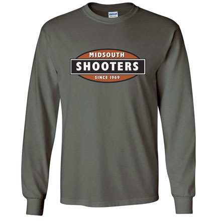 Midsouth Charcoal Heavy Cotton Long Sleeve T-Shirt With Midsouth Logo (Large)