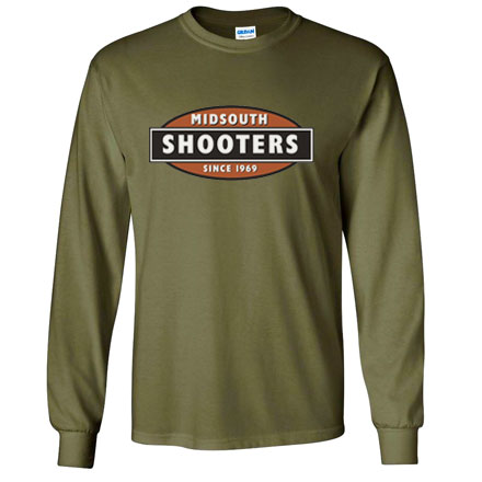 Midsouth OD Green Heavy Cotton Long Sleeve T-Shirt With Midsouth Logo (Large)