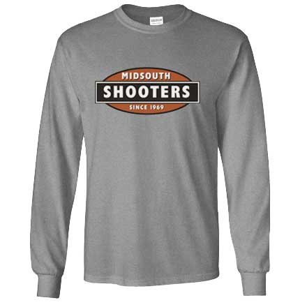 Midsouth Grey Heavy Cotton Long Sleeve T-Shirt With Midsouth Logo (Large)