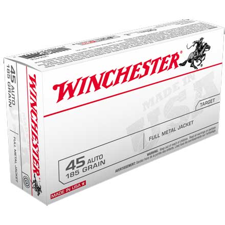 Winchester 45 Auto 185 Grain USA Target Full Metal Jacket 50 Rounds