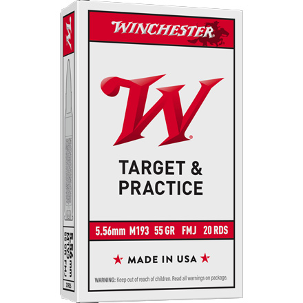 Winchester 5.56mm 55 Grain M193 Lake City Full Metal Jacket 20 Rounds