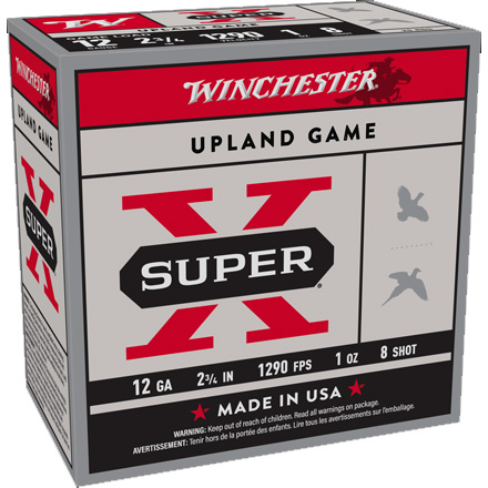 Winchester Super-X Upland Game Load 12 GA 2 3/4" 1oz 8 Shot 25 Rounds Box