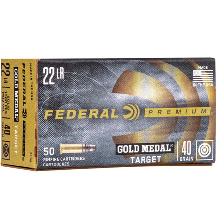 Federal Gold Medal 22 Long Rifle 40 Grain Solid Target 50 Rounds