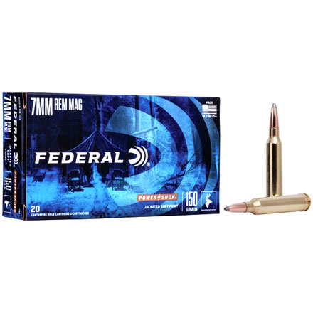 Federal Power-Shok 7mm Remington Magnum 150 Grain Soft Point 20 Rounds