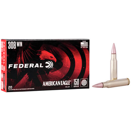 American Eagle 308 Winchester 150 Grain Full Metal Jacket Boat Tail 20 Rounds