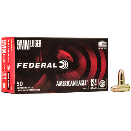 American Eagle 9mm Luger 124 Grain Full Metal Jacket 50 Rounds