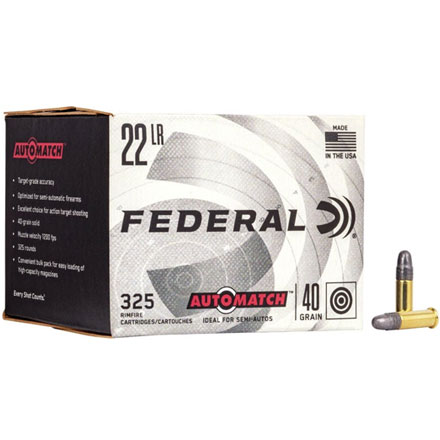 22 LR (Long Rifle) Auto Match 40 Grain 325 Rounds