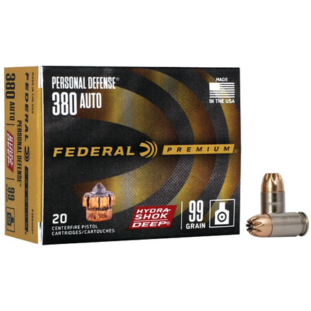 380 Auto 99 Grain Hydra-Shok  Deep Jacketed Hollow Point 20 Rounds