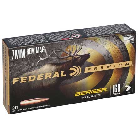 Federal 7mm Remington Magnum 168 Grain Berger Hybrid Hunter 20 Rounds