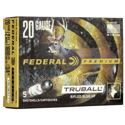 Premium Vital Shok Rifled Slug 20 Gauge 2-3/4" 3/4 Oz Tru-Ball HP 5 Rounds
